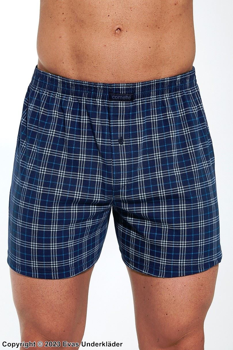 Men's boxer briefs, high quality cotton, without fly, checkered pattern